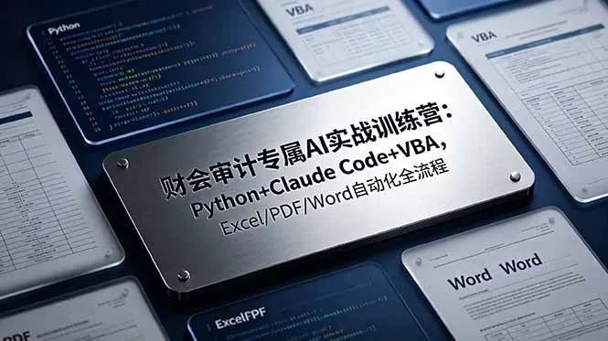 财会审计专属 AI实战训练营:Python+Claude Code+VBA,Excel/PDF/Word自动化全流程-小优资源网