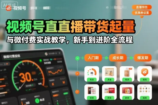 视频号直播带货起量与微付费实战教学，新手到进阶全流程（更新26年10月）-小优资源网