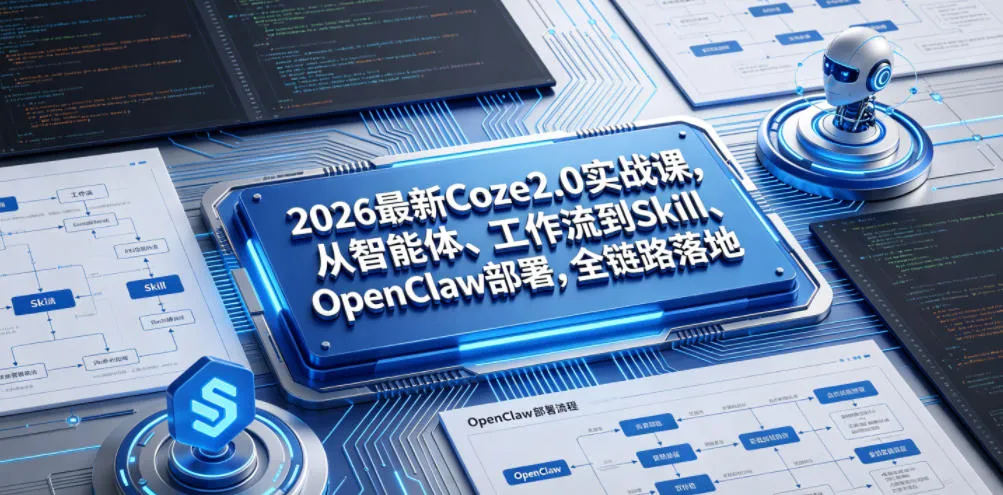 2026最新Coze2.0实战课,从智能体、工作流到Skill、OpenClaw部署,全链路落地-小优资源网