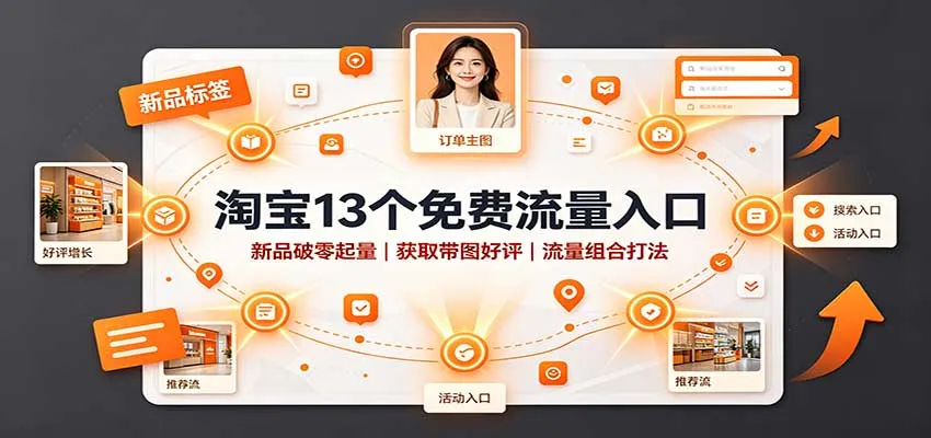 淘宝13个免费流量入口:新品破零起量,获取带图好评,流量组合打法-小优资源网