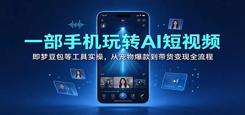 一部手机玩转AI短视频:即梦豆包等工具实操,从宠物爆款到带货变现全流程-小优资源网