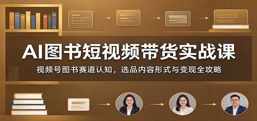 AI图书短视频带货实战课：视频号图书赛道认知，选品内容形式与变现全攻略-小优资源网