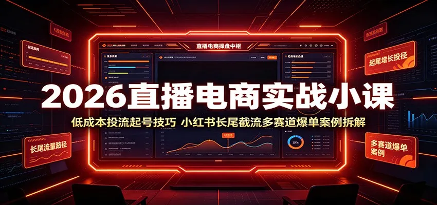 2026直播电商实战小课:低成本投流起号技巧,小红书长尾截流多赛道爆单案例拆解-小优资源网