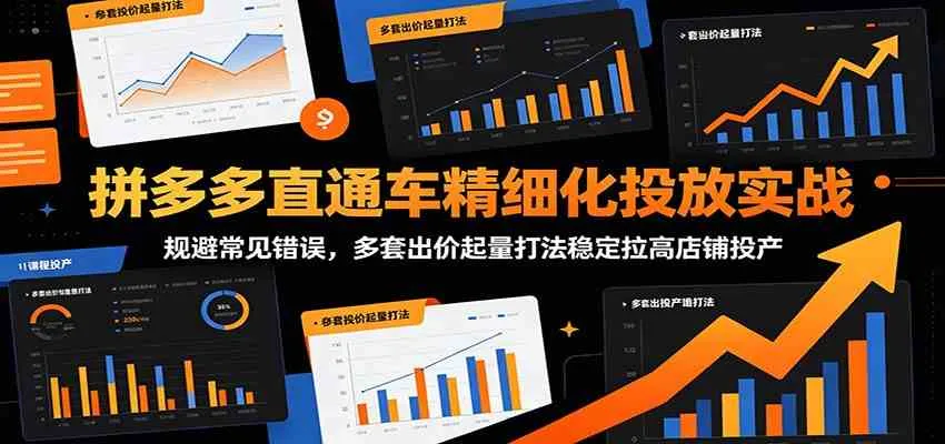 拼多多直通车精细化投放实战:规避常见错误,多套出价起量打法稳定拉高店铺投产-小优资源网