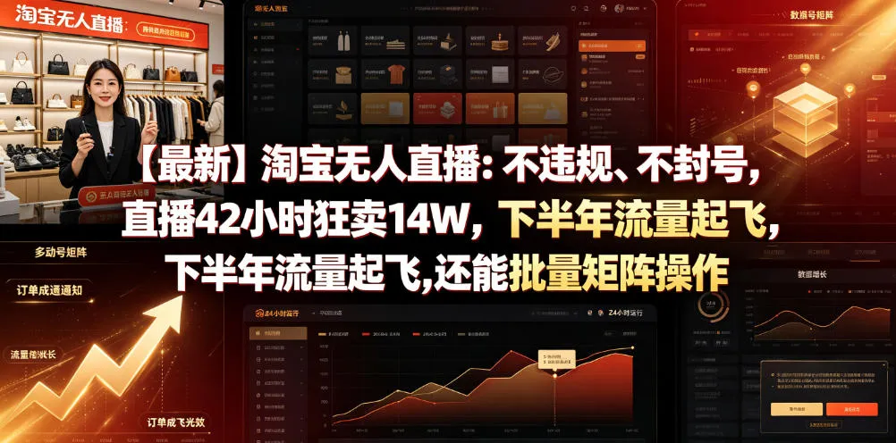 【最新】淘宝无人直播：不违规、不封号，直播42小时狂卖14W，下半年流量起飞，还能批量矩阵操作【揭秘】-小优资源网