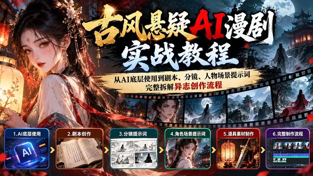 (20798期)古风悬疑AI漫剧实战教程:从AI底层使用到剧本、分镜、人物场景提示词,完整拆解异志创作流程 (20798期)古风悬疑AI漫剧实战教程:从AI底层使用到剧本、分镜、人物场景提示词,完整拆解异志创作流程