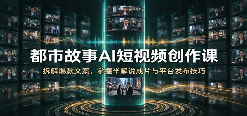 都市故事AI短视频创作课：拆解爆款文案，掌握半解说成片与平台发布技巧-小优资源网