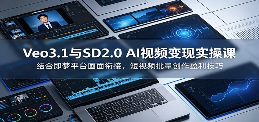 Veo3.1与SD2.0 AI视频变现实操课课:结合即梦平台画面衔接,短视频批量创作盈利技巧 Veo3.1与SD2.0 AI视频变现实操课课:结合即梦平台画面衔接,短视频批量创作盈利技巧