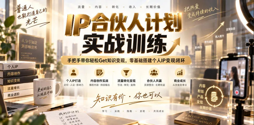 IP合伙人计划实战训练,手把手带你轻松Get知识变现,零基础搭建个人IP变现闭环(更新260908)-小优资源网