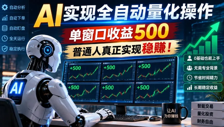 AI实现全自动量化，单窗口月入收益500，别嫌收益少，靠谱最重要！-小优资源网
