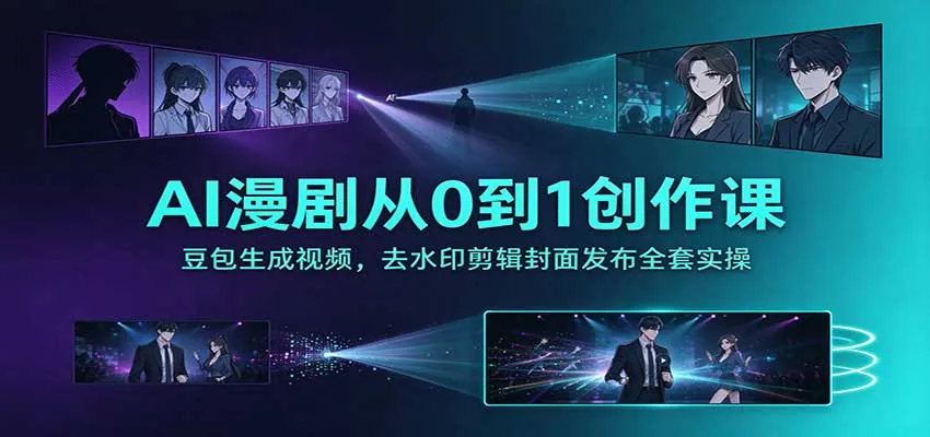 AI漫剧从0到1创作课：豆包生成视频，去水印剪辑封面发布全套实操-小优资源网