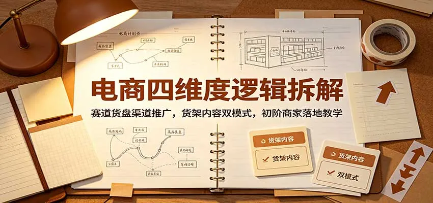 电商四维度逻辑拆解：赛道货盘渠道推广，货架内容双模式，初阶商家落地教学-小优资源网