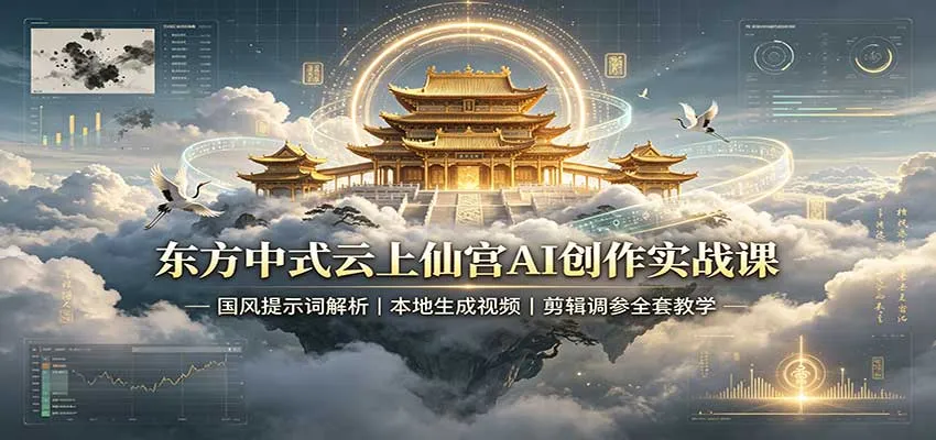 东方中式云上仙宫AI创作实战课：国风提示词解析，本地生成视频，剪辑调参全套教学-小优资源网
