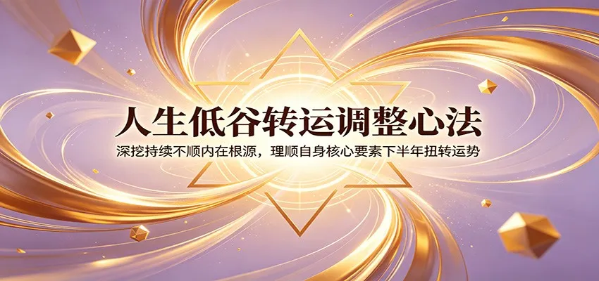 人生低谷转运调整心法：深挖持续不顺内在根源，理顺自身核心要素下半年扭转运势-小优资源网