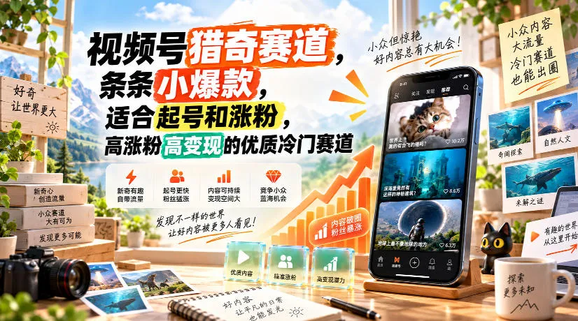 视频号猎奇赛道,条条小爆款,适合起号和涨粉,高涨粉高变现的优质冷门赛道