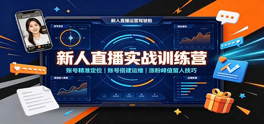 新人直播实战训练营：账号精准定位，账号搭建运维，涨粉峰值留人技巧-小优资源网