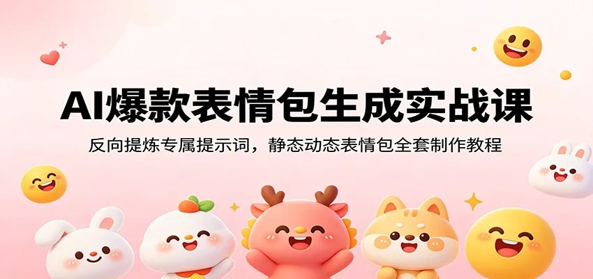 AI爆款表情包生成实战课:反向提炼专属提示词,静态动态表情包全套制作教程-小优资源网