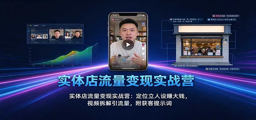 实体店流量变现实战营：定位立人设赚大钱，视频拆解引流量，附获客提示词-小优资源网