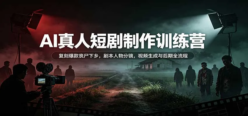AI真人短剧制作训练营:复刻爆款丧尸下乡,剧本人物分镜,视频生成与后期全流程-小优资源网