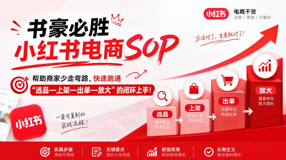 书豪必胜小红书电商sop，帮助商家少走弯路，快速跑通”选品—上架—出单—放大”的闭环（更新9月）-小优资源网