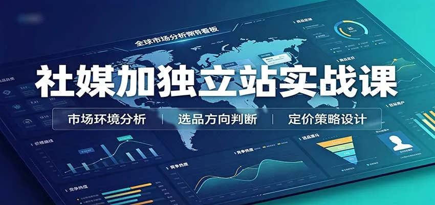 社媒加独立站实战课：市场环境选品定价，社媒运营建站，私域网红营销教学-小优资源网