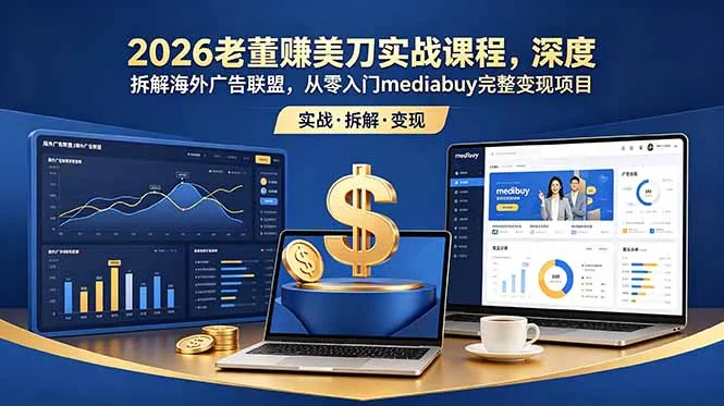 2026老董赚美刀实战课程，深度拆解海外广告联盟，从零入门mediabuy完整变现项目-小优资源网