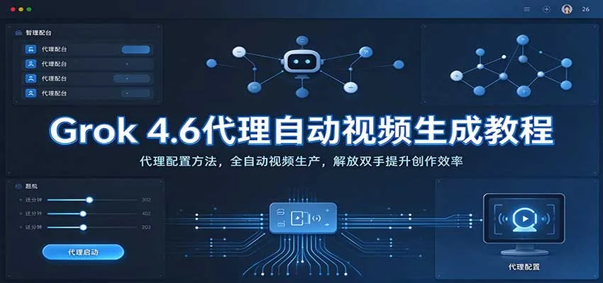 Grok 4.6代理自动视频生成教程:代理配置方法,全自动视频生产,解放双手提升创作效率-小优资源网