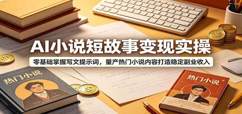 AI小说短故事变现实操：零基础掌握写文提示词，量产热门小说内容打造稳定副业收入-小优资源网