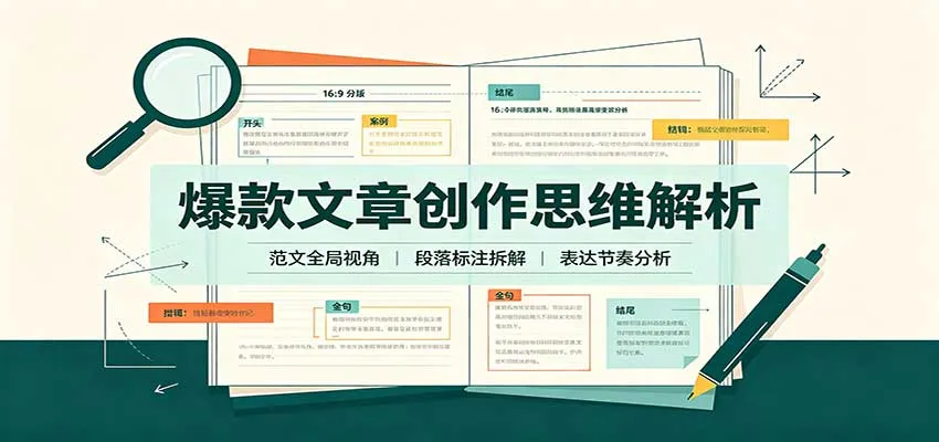 爆款文章创作思维解析:全局视角拆解范文,梳理行文逻辑,搭配真实拆文实操案例-小优资源网