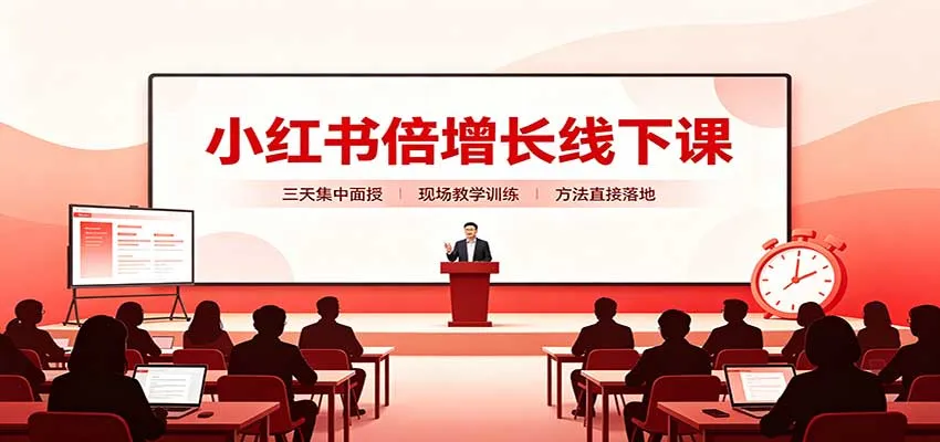 小红书倍增长线下课：三天集中面授，拆解选品、素材制作与起号全链路-小优资源网
