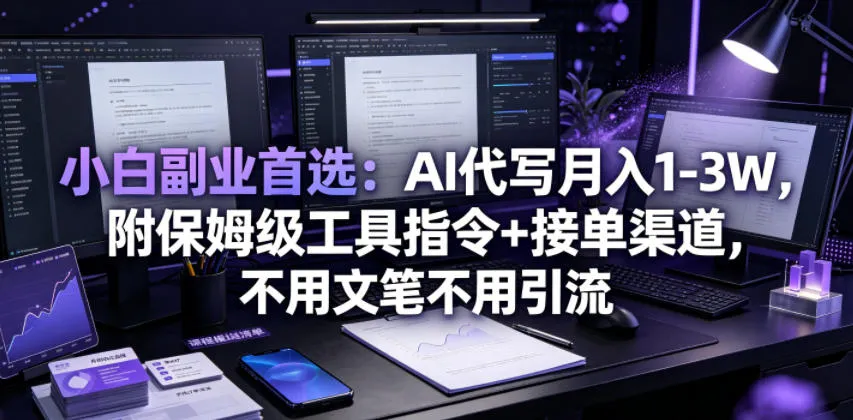 小白副业首选：AI代写月入1-3W，附保姆级工具指令+接单渠道，不用文笔不用引流【揭秘】-小优资源网