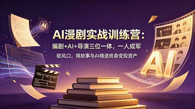 AI漫剧实战训练营：编剧+AI+导演三位一体，一人成军 驭风口，用故事与AI铸造终身变现资产-小优资源网