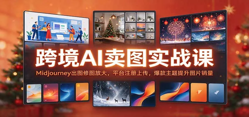 跨境AI卖图实战课：Midjourney出图修图放大，平台注册上传，爆款主题提升图片销量-小优资源网