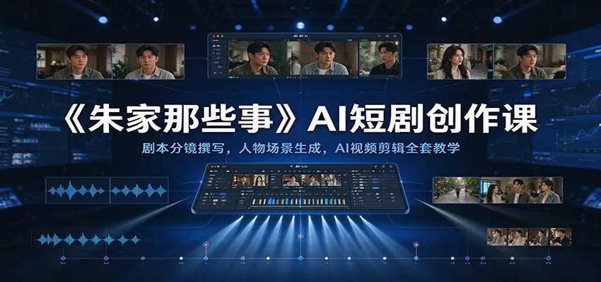 《朱家那些事》AI短剧创作课：剧本分镜撰写，人物场景生成，AI视频剪辑全套教学-小优资源网