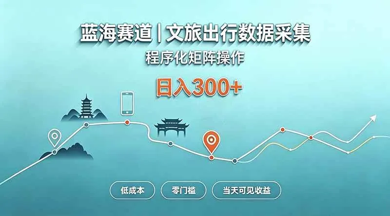 （20478期）蓝海赛道 文旅出行数据采集 程序化矩阵操作 低成本 零门槛 当天可见收益 日入300+-小优资源网