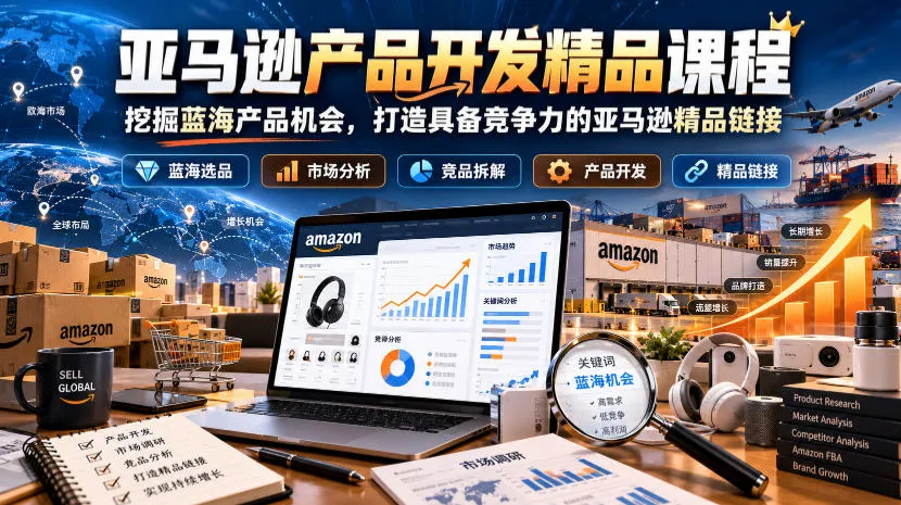 亚马逊产品开发精品课程,挖掘蓝海产品机会,打造具备竞争力的亚马逊精品链接-小优资源网