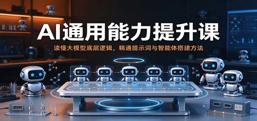AI通用能力提升课:读懂大模型底层逻辑,精通提示词与智能体搭建方法-小优资源网