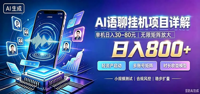 AI语聊挂机,日入800+,适用个人副业,工作室矩阵操作 AI语聊挂机,日入800+,适用个人副业,工作室矩阵操作