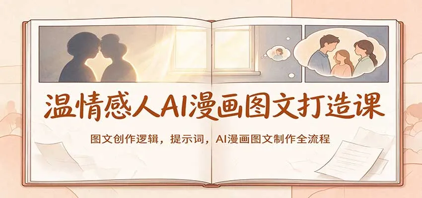 温情感人AI漫画图文打造课：图文创作逻辑，提示词，AI漫画图文制作全流程-小优资源网