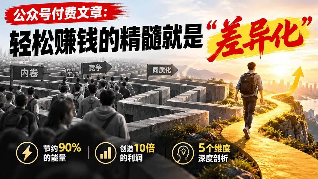(20779期)公众号付费文章:轻松赚钱的精髓就是“差异化” (20779期)公众号付费文章:轻松赚钱的精髓就是“差异化”