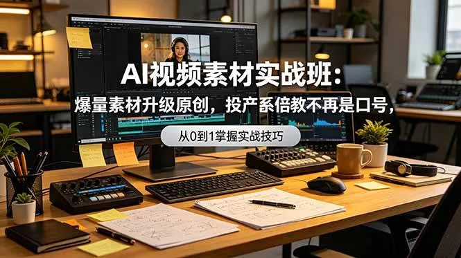 （19085期）AI视频素材实战班：爆量素材升级原创，投产翻倍不再是口号，0-1系统教学实战落地-小优资源网