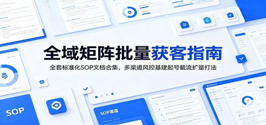 全域矩阵批量获客指南：全套标准化SOP文档合集，多渠道风控基建起号截流扩量打法-小优资源网