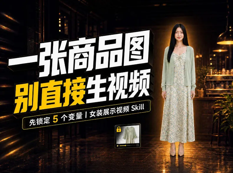 女装AI视频总翻车?问题不在提示词,女装展示视频Skill先锁定5个变量!-小优资源网