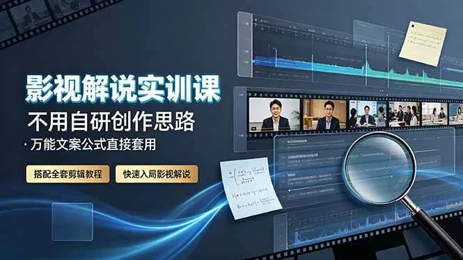 (19183期)影视解说实训课:不用自研创作思路,万能文案公式直接套用,搭配全套剪辑教程,快速入局影视解说-小优资源网