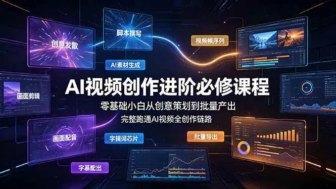 (19159期)AI视频创作进阶必修课程:零基础小白从创意策划到批量产出,完整跑通AI视频全创作链路-小优资源网