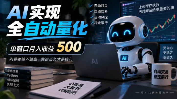 AI实现全自动量化,单窗口月入收益500,别看收益不算高,靠谱长久才是核心【揭秘】-小优资源网