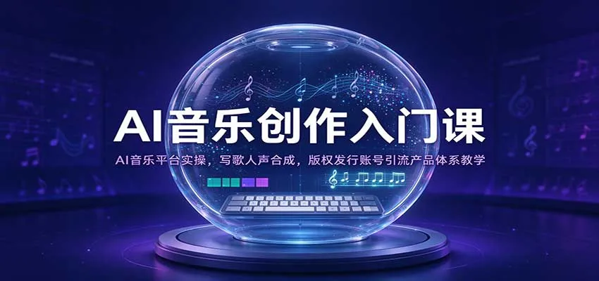 AI音乐创作入门课：AI音乐平台实操，写歌人声合成，版权发行账号引流产品体系教学-小优资源网