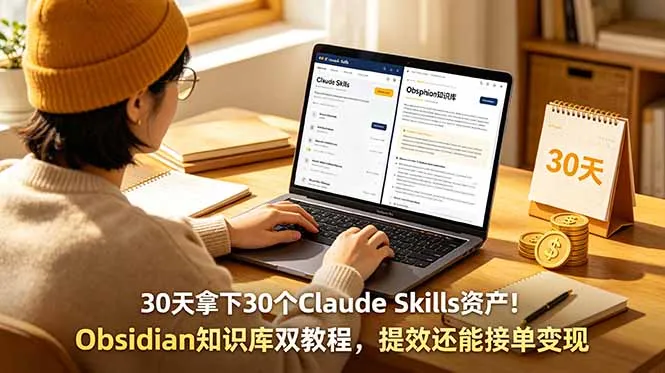 30天拿下30个Claude Skills资产！Obsidian知识库双教程，提效还能接单变现-小优资源网