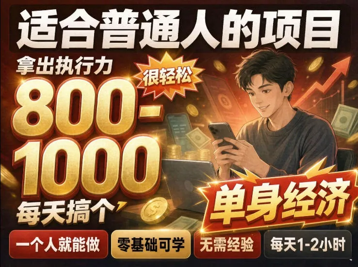 单身交友社群，普通人拿出执行力一个人每天搞个800-1k很轻松，普通人随时入局，无需经验【揭秘】-小优资源网