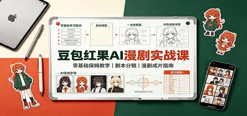 豆包红果AI漫剧实战课：零基础保姆教学，剧本分镜，漫剧成片指南-小优资源网